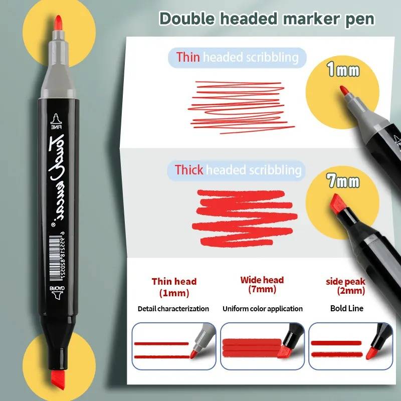 Dual Tip Head Colouring Marker Pen Set With Carry Bag 48s