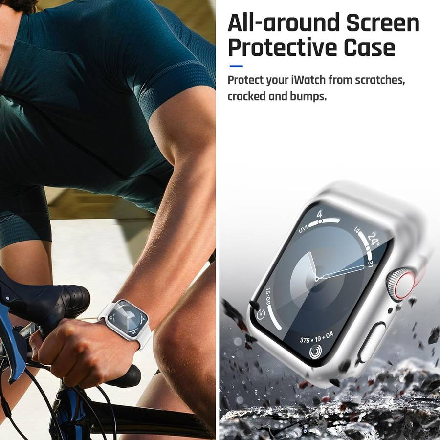 Hard Case and Glass Screen Protector for Apple Watch - 45mm