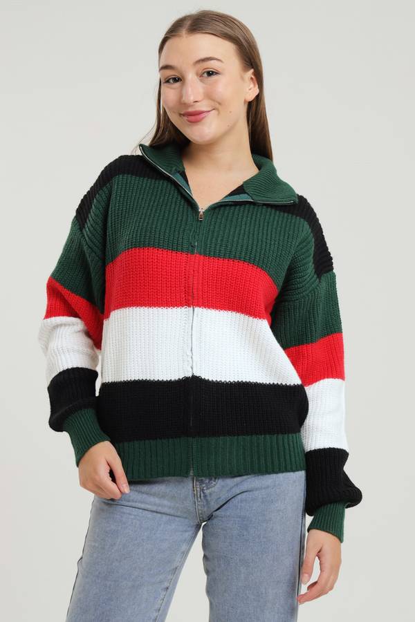 Tommy Colour Block Knitted Zip Up Jersey