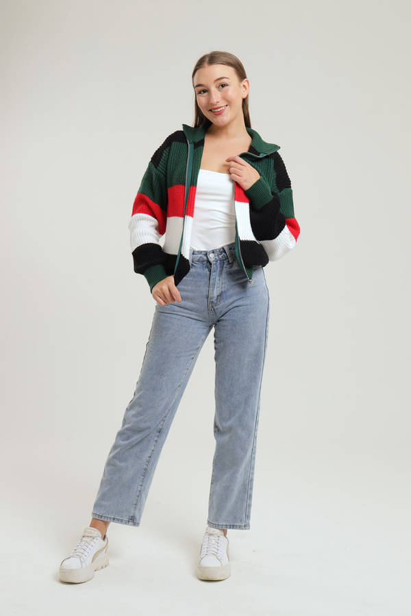 Tommy Colour Block Knitted Zip Up Jersey