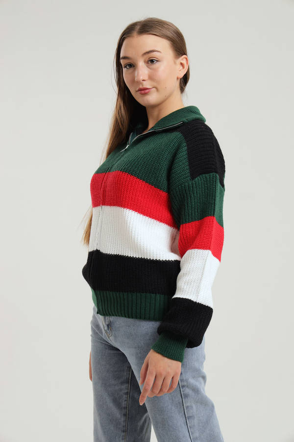 Tommy Colour Block Knitted Zip Up Jersey