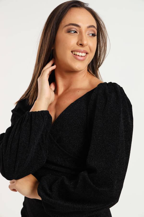 Cindy Shimmer Long Sleeve Evening Formal Maxi Dress