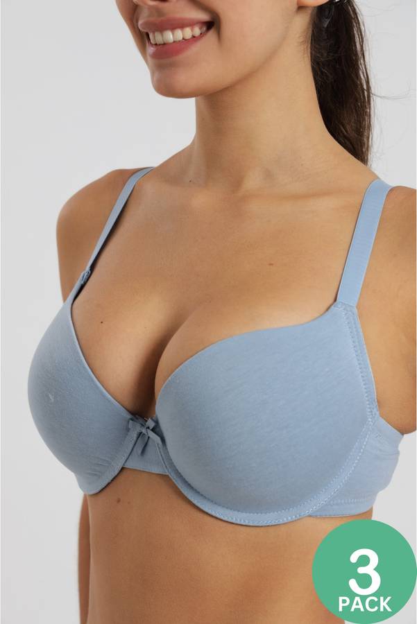 3 Pack SOSTEN Microfiber Cotton Spandex Underwire T-Shirt Bra