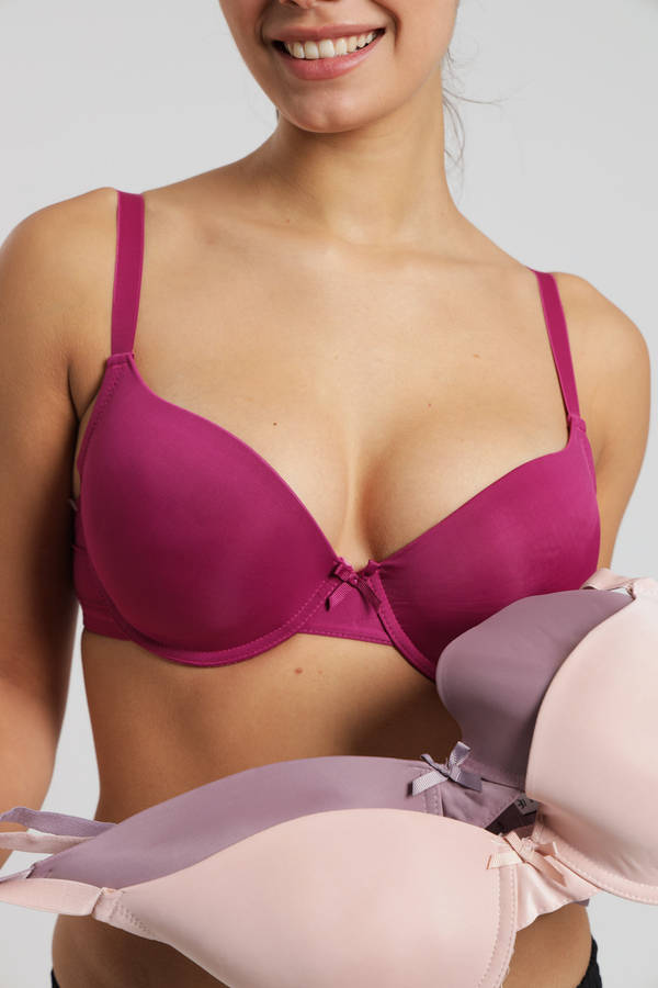 3 Pack SOSTEN Microfiber Cotton Spandex Underwire T-Shirt Bra