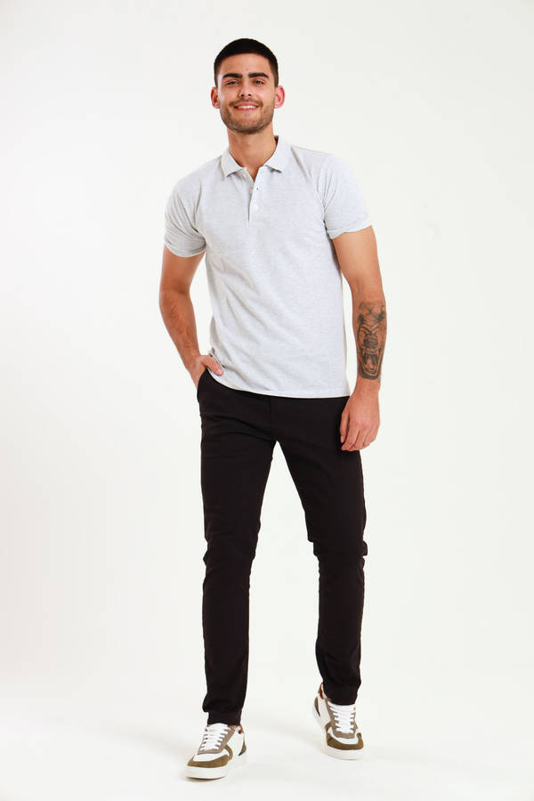 Men's Essential Slim Fit Stretch Cotton Chinos Black Pants