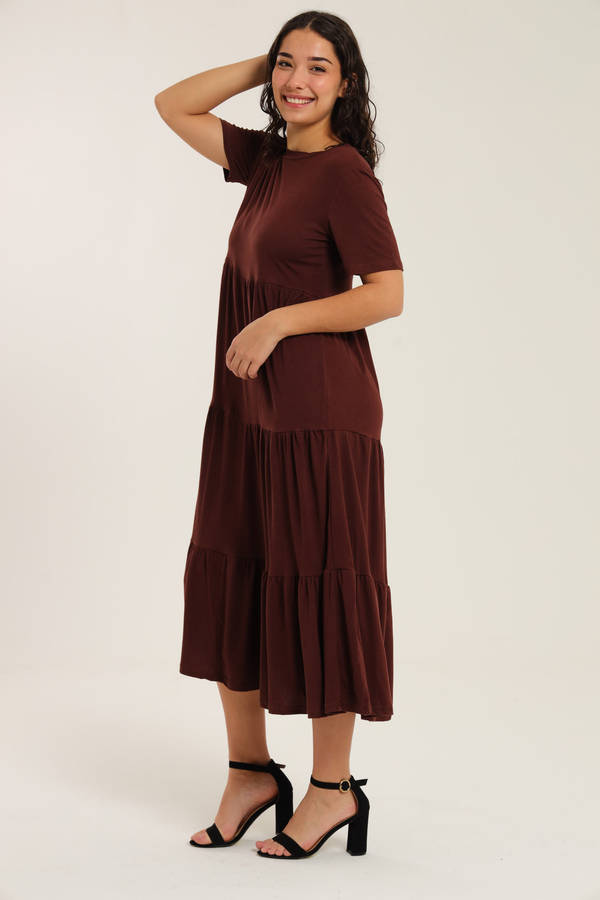 Fatigue Loose Fit Midaxi Tiered Dress