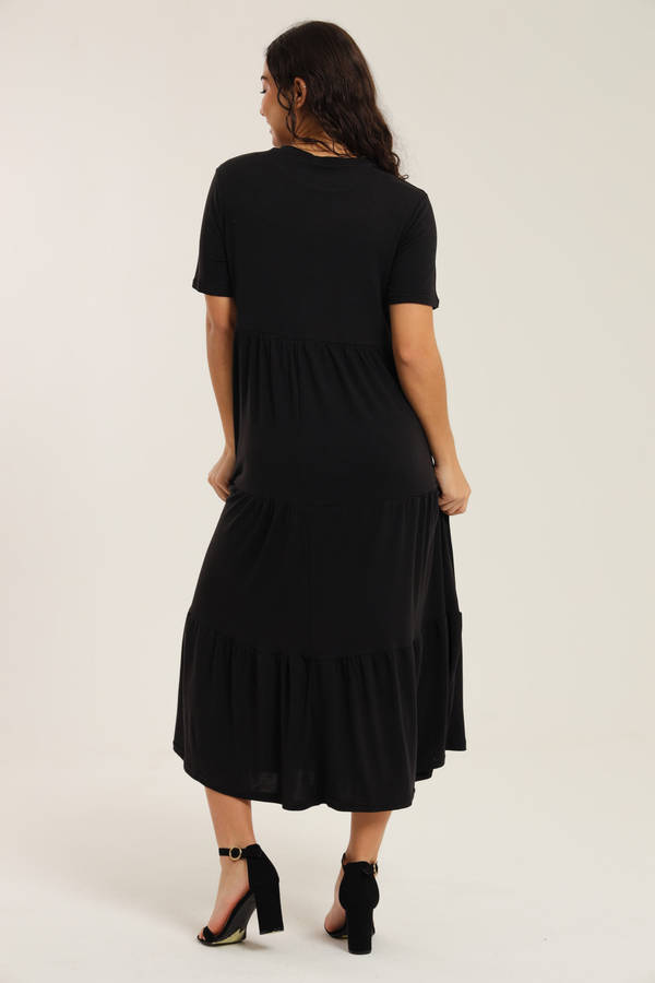 Fatigue Loose Fit Midaxi Tiered Dress
