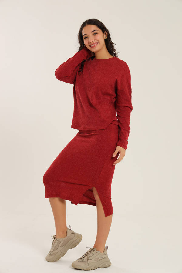 Italian Ribbed Skirt &amp; Long Sleeve Top Winter Set