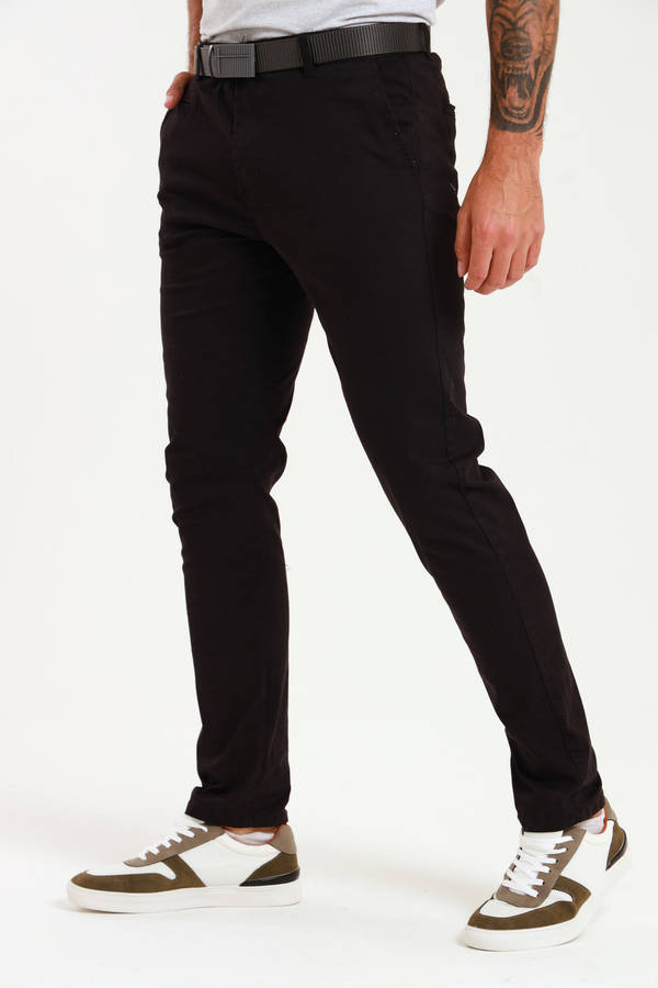 Men's Essential Slim Fit Stretch Cotton Chinos Black Pants