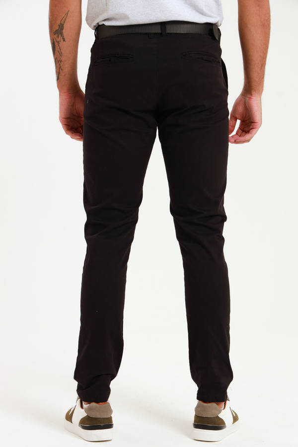 Men's Essential Slim Fit Stretch Cotton Chinos Black Pants