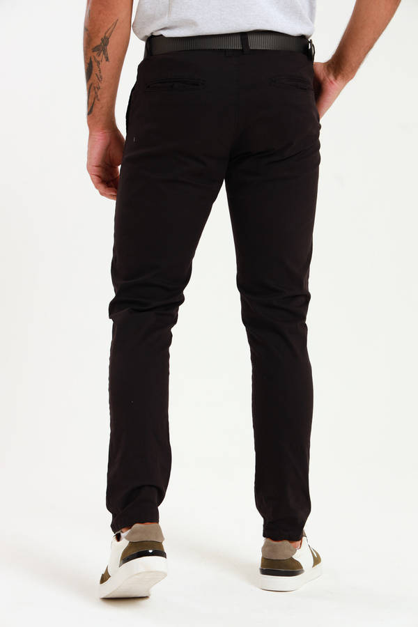 Men's Essential Slim Fit Stretch Cotton Chinos Black Pants