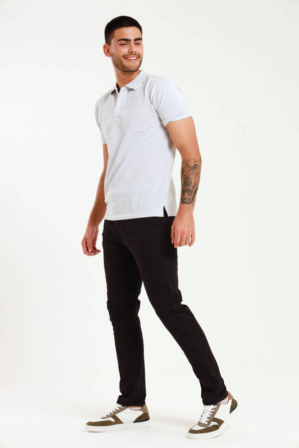 Men's Essential Slim Fit Stretch Cotton Chinos Black Pants