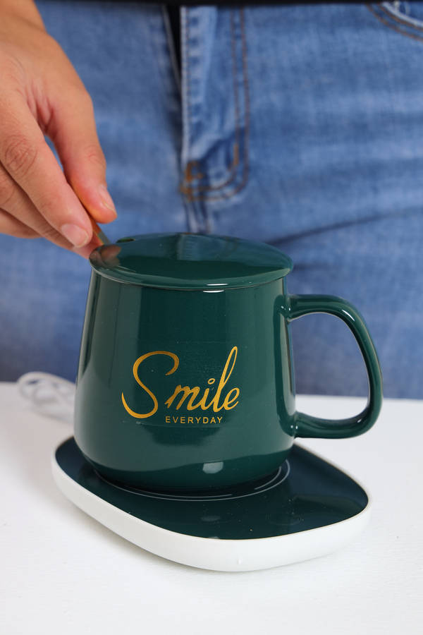 Smart Ceramic Coffee Warming Coaster 4 Piece Heated Mug Set