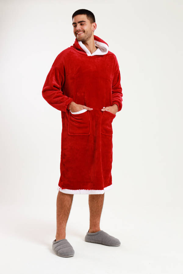 Huggle Hoodie Ultra Plush Free Size Oversized Blanket Red