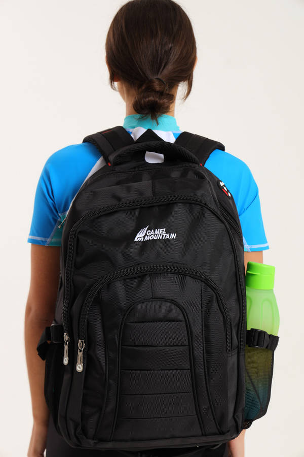 Camel Mountain Laptop Backpack School Bag with Multiple Compartments &amp; Free Water Bottle
