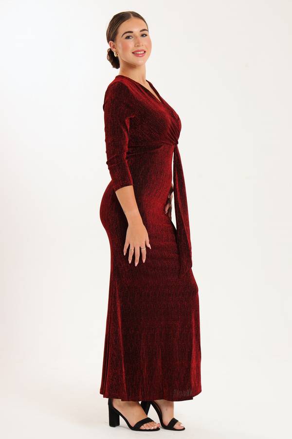 Kazo Shimmer Long Sleeve Evening Formal Maxi Dress
