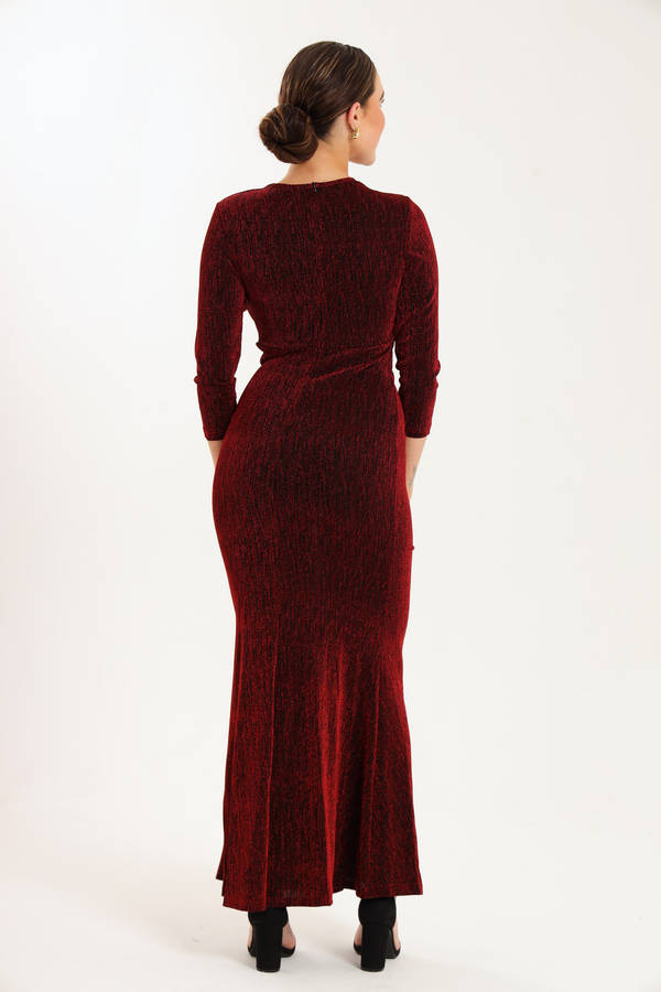 Kazo Shimmer Long Sleeve Evening Formal Maxi Dress