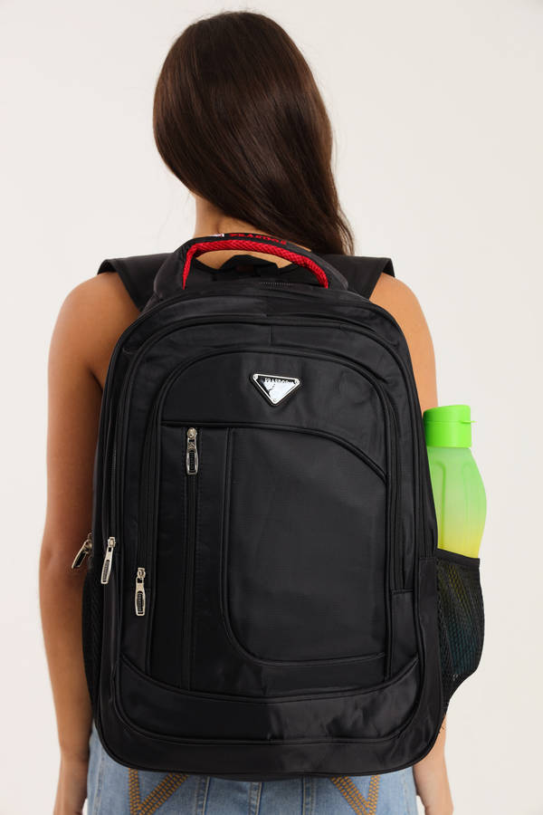 PRASDOS Maxi Backpack Black School Bag - Travel Bag 60cm X 40cm With Multiple Compartments &amp; ...