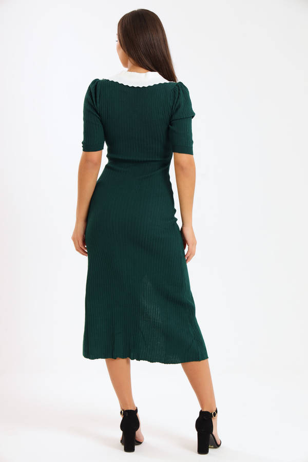 Ladies Classic Button Down Jersey Midi Dress