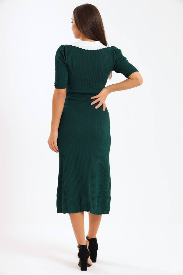 Ladies Classic Button Down Jersey Midi Dress