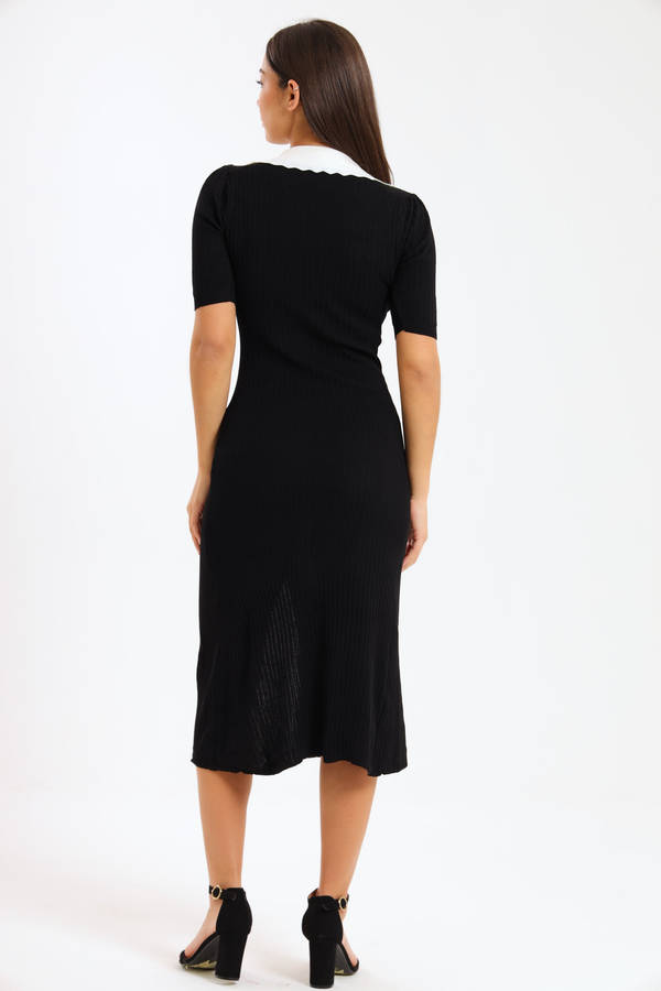 Ladies Classic Button Down Jersey Midi Dress
