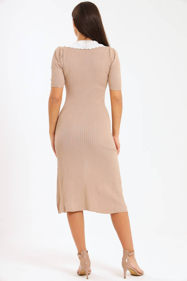 Ladies Classic Button Down Jersey Midi Dress