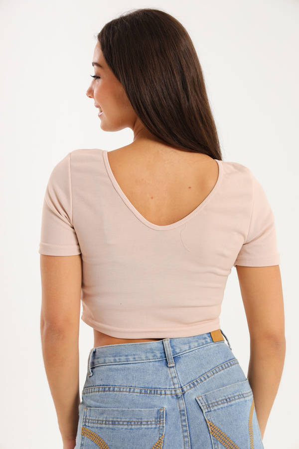 Ladies Short Sleeve V-Neck Sweater Crop Top