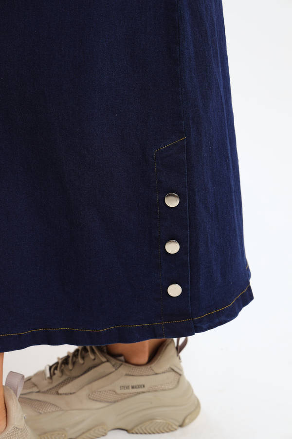 Drew Stretch Denim Maxi Dress With Hood