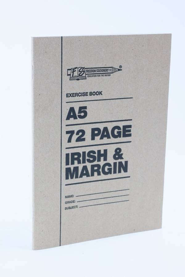 Freedom Stationary 72 Page A5 Irish &amp; Margin Exercise School Book Pack Of 10