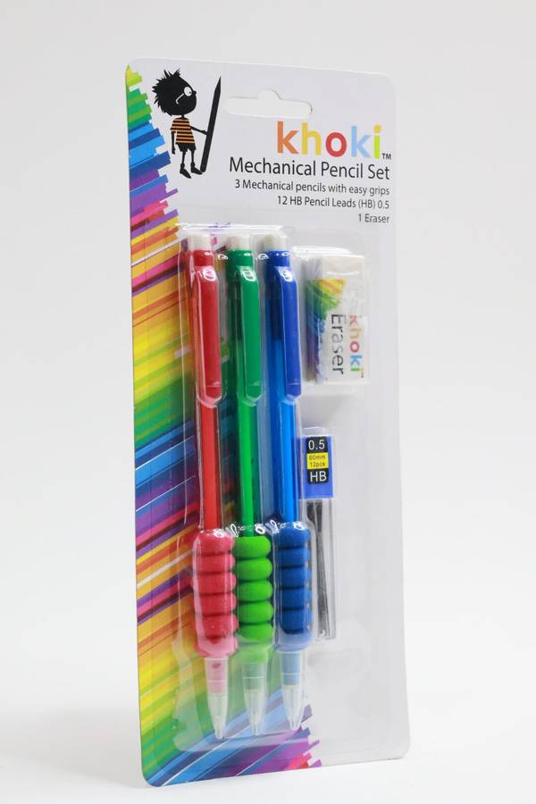 Khoki Mechanical Clutch Pencils Set of 3 With Eraser &amp; Leads