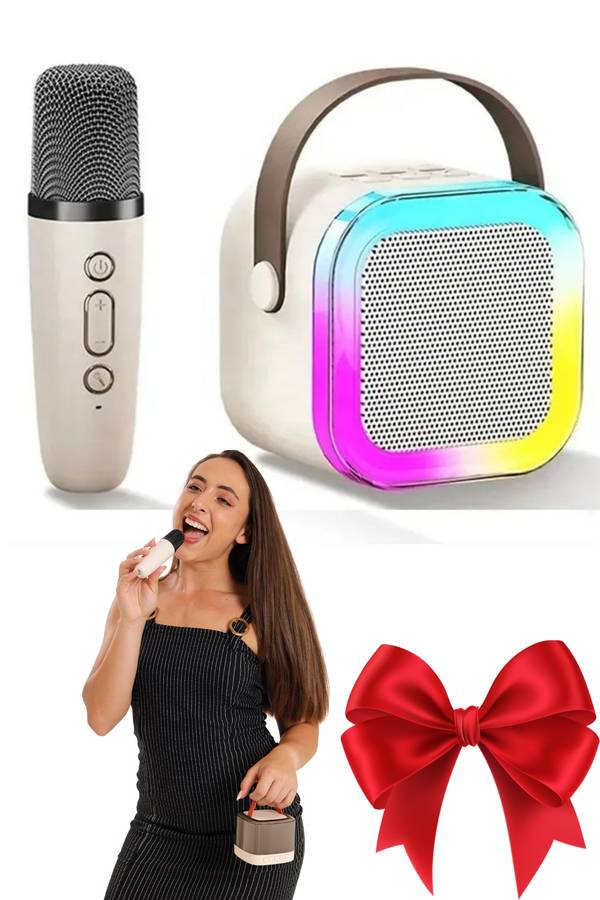 Mini Wireless Karaoke RGB Speaker with 1x Wireless Mic
