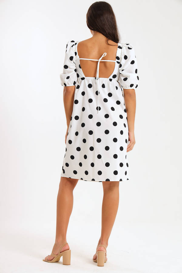 Alma Ladies Dotted Collared Tiered Dress