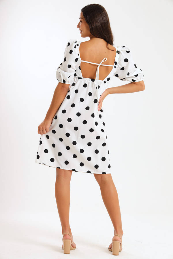 Alma Ladies Dotted Collared Tiered Dress