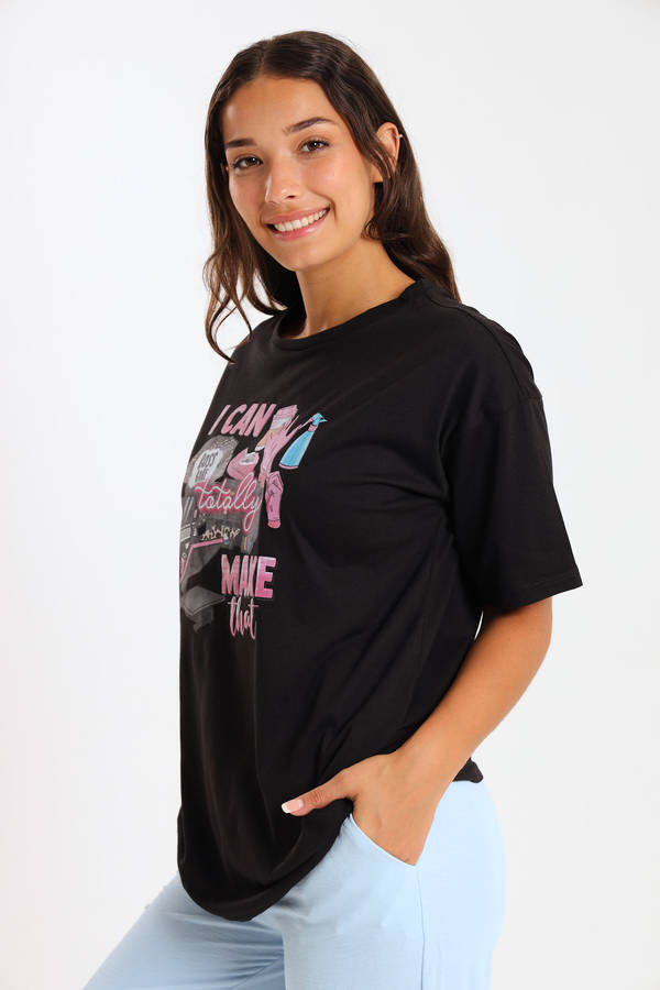 Ladies Printed Slogan Maxi T-shirts