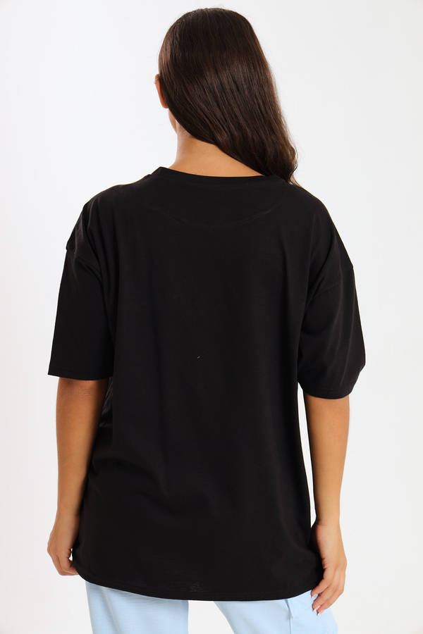 Ladies Printed Slogan Maxi T-shirts