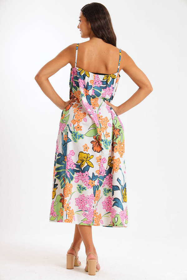 Lexie Floral Printed Midaxi Sleeveless Dress With Pockets
