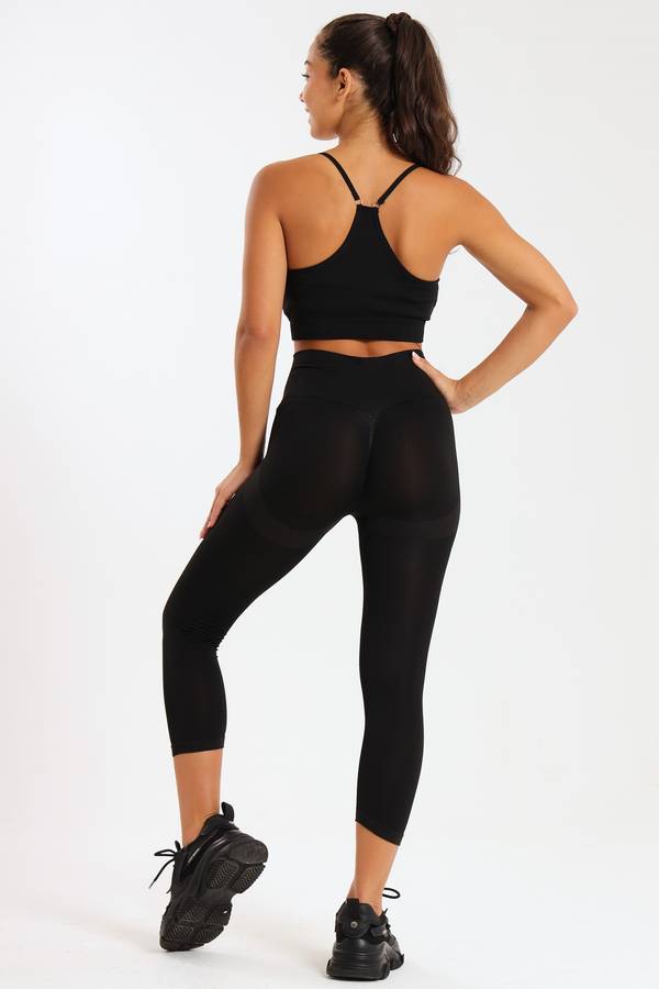 Senza® Matching 2 Piece Running High Impact Gym Set With Matching Leggings & Yoga Crop Top Bra