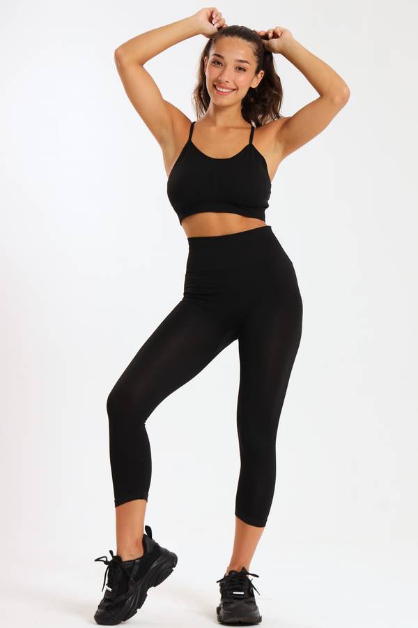 Senza® Matching 2 Piece Running High Impact Gym Set With Matching Leggings & Yoga Crop Top Bra