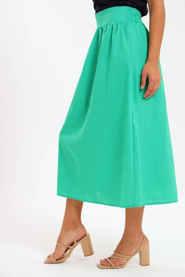 Ladies High Waisted Maxi Linen Skirt