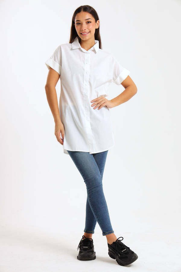 Bonito Ladies Oversized Poplin Short Sleeve Shirt