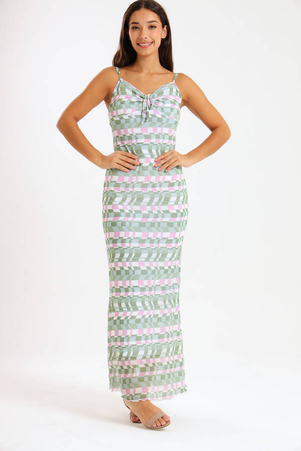 Catalina Sleeveless Meshed Lined Bodycon Maxi Dress