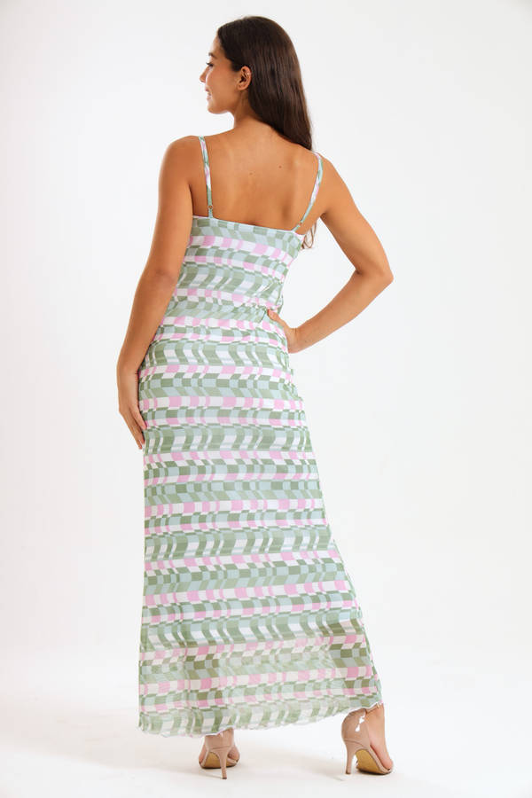 Catalina Sleeveless Meshed Lined Bodycon Maxi Dress