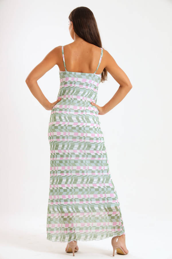Catalina Sleeveless Meshed Lined Bodycon Maxi Dress