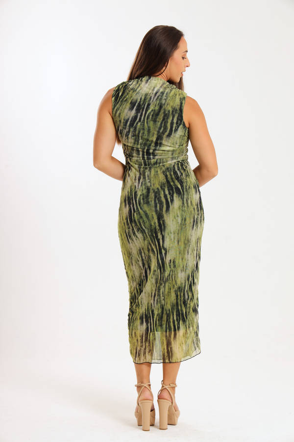 Khloe Sleeveless Meshed Lined Bodycon Maxi Dress