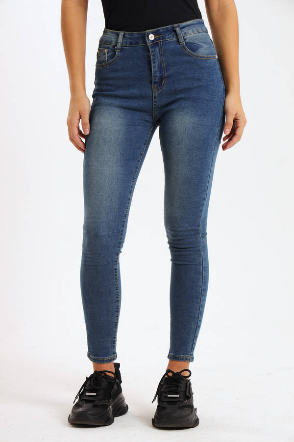 Ladies Blue High Rise Stretch Skinny Jeans
