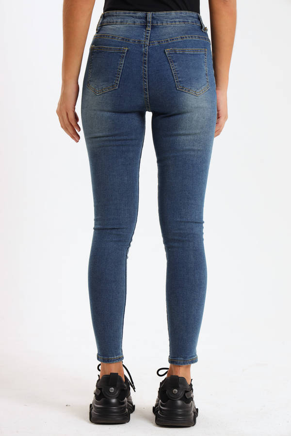 Ladies Blue High Rise Stretch Skinny Jeans
