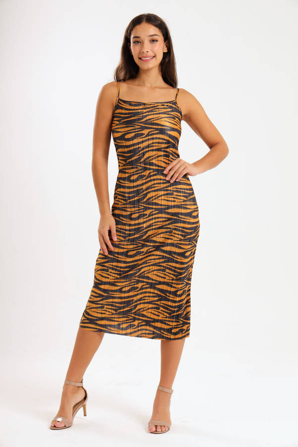 Ladies Elsie Printed Bodre Strappy Evening Dress