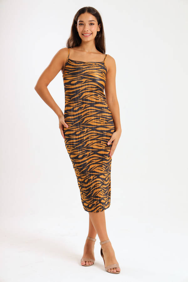 Ladies Elsie Printed Bodre Strappy Evening Dress