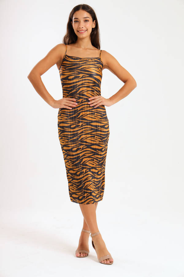 Ladies Elsie Printed Bodre Strappy Evening Dress
