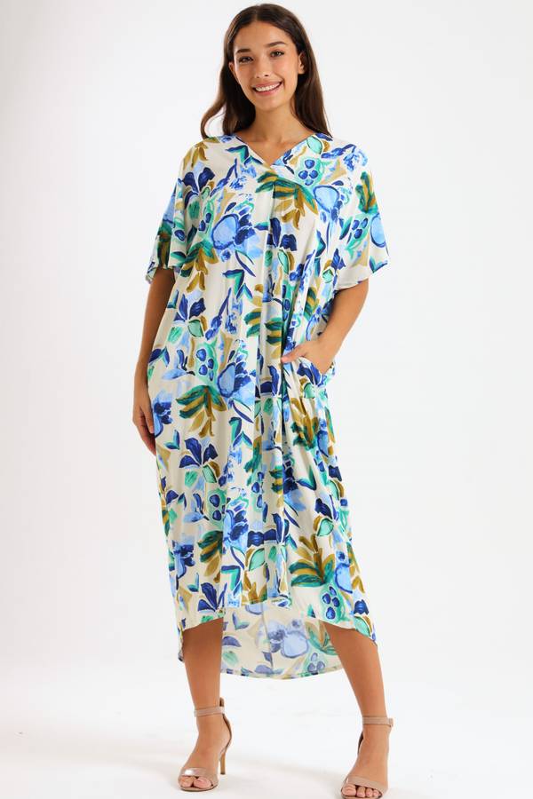 Ladies Oversized Kaftan Summer Dress With Pockets